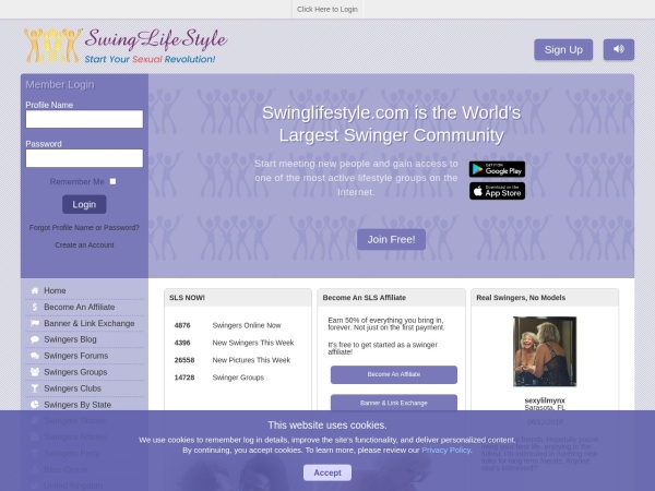 Screenshot of SwingLifeStyle