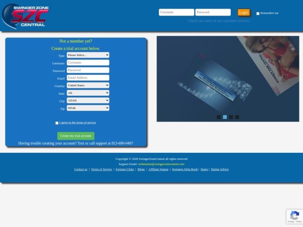 Screenshot of Swinger Zone Central